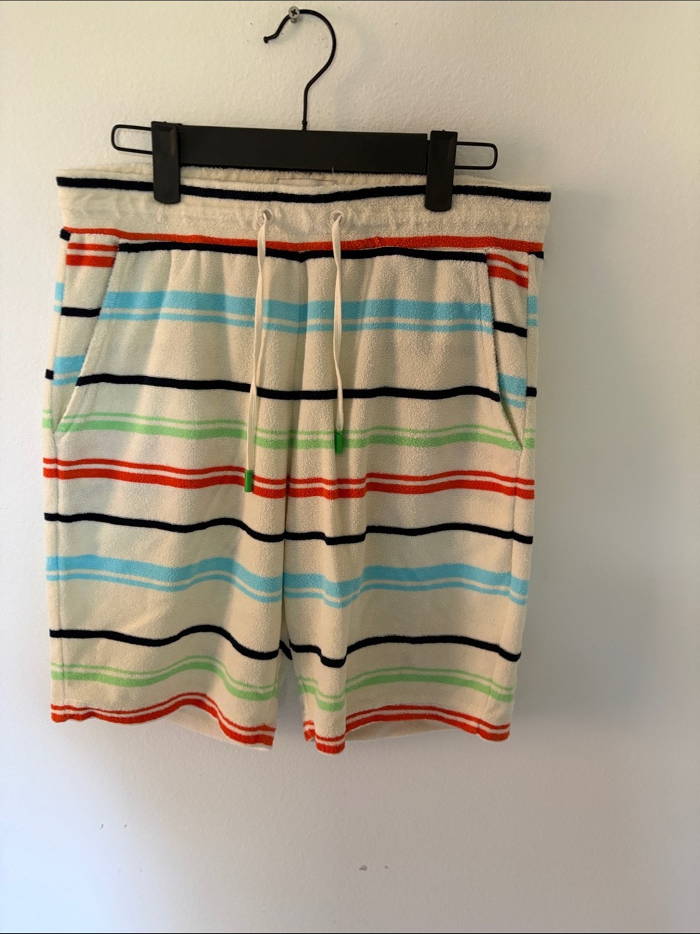 Scotch & Soda Cream Terry Striped Drawstring Shorts and t- shirt sets